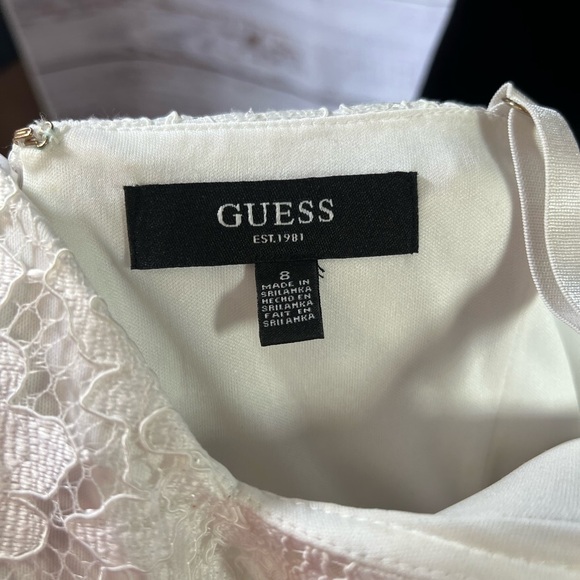 Guess White Sheath Dress Sweetheart Neckline Spaghetti Strap - Picture 4 of 8
